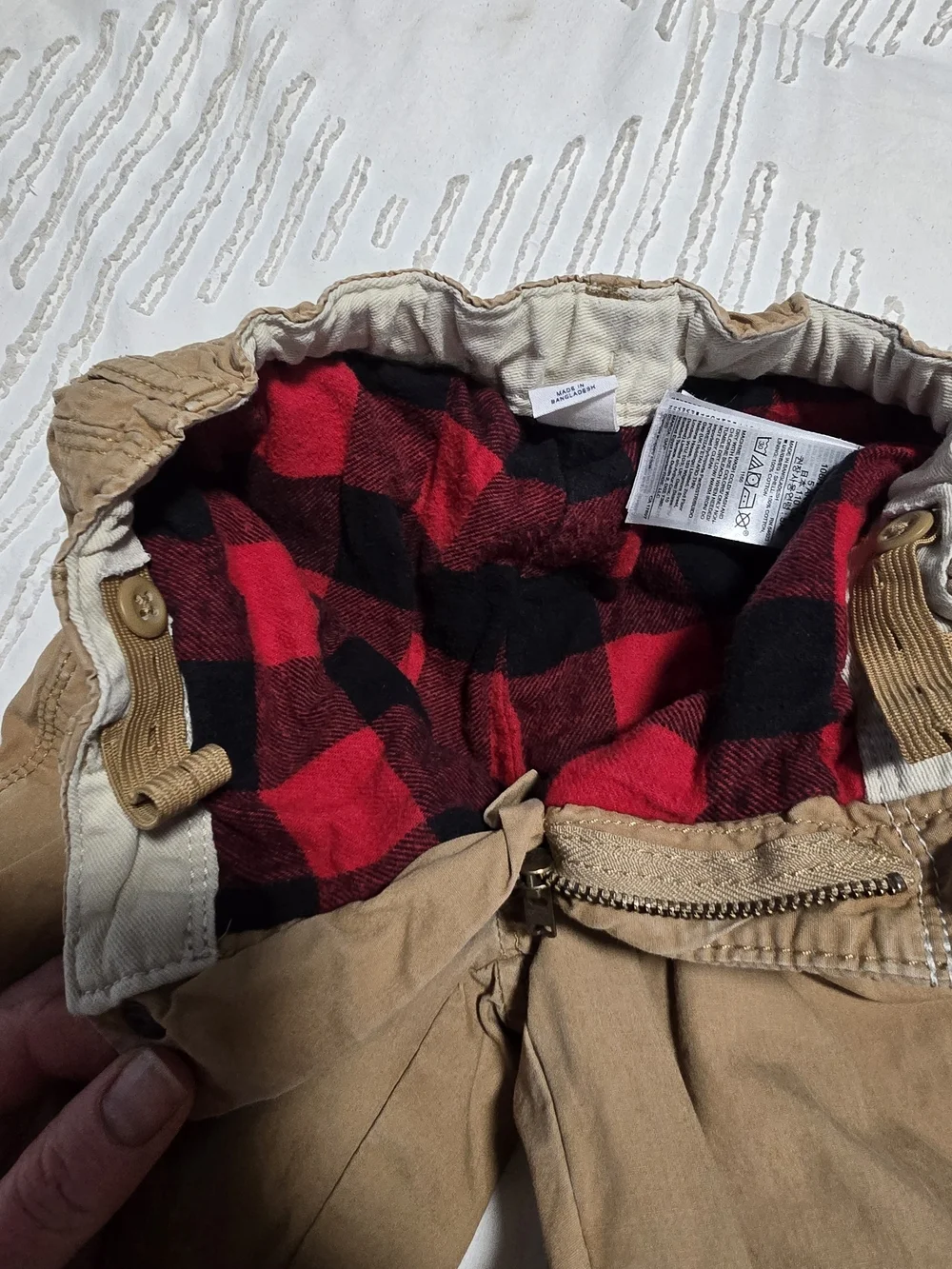 Baby Gap Kids Tan Fleece-Lined Pull-On Chino Pants Buffalo Plaid Size 5 Years
